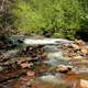 Water hopping across rocks at Sleeping Giant Provincial Park, Ontario, Canada