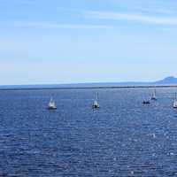 Sailboats on the lake in Thunder Bay, Ontario, Canada