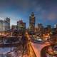 Night time Cityscape with lights in Montreal, Quebec, Canada