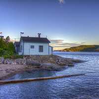 Cabin on the side of the lake in Quebec, Canada