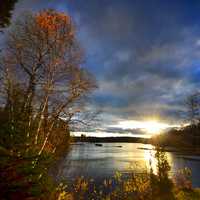 Late Afternoon Lights with clouds and landscape in Quebec, Canada