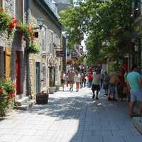 Alleyway with people in Quebec City, Canada