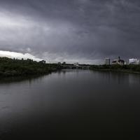 Dark Skies and landscape of the Saskachewan River in Saskatoon