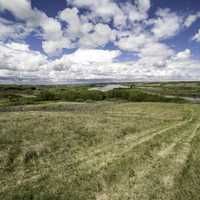 Grassland and river scenery in Saskatchewan