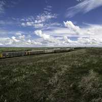 Train and landscape under the Beautiful Skies in Saskachewan