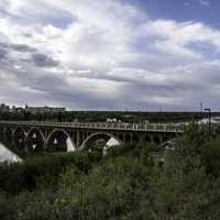 Bridge and landscape across the Saskachewan River in Saskatoon