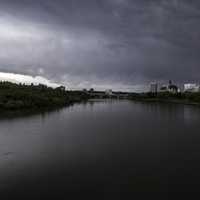 Dark Skies and landscape of the Saskachewan River in Saskatoon