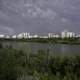 Full Skyline of Saskatoon under the clouds and skies