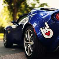 Blue Cars with cool hand symbol paint 