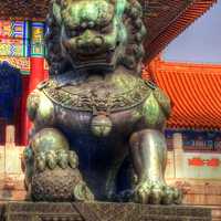 Bronze Lion Statue in Beijing, China