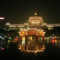 The Great Hall of the People in Chongqing at night in China