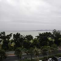 Clouds, Treetops, bay, and landscape from Zhu Hai