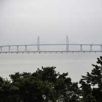 Hong Kong Zhu hai Macau bridge off in the distance