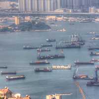 Boats in the Harbor in Hong Kong, China