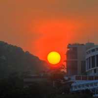 Closeup Sunset in Hong Kong, China