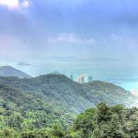 Mountains and Bay in Hong Kong, China