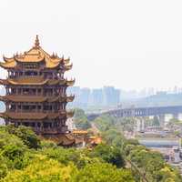 Yellow Crane Tower in the city