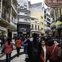 Crowds and people in the streets of Macau