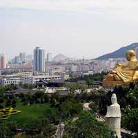 Skyline seen from the Thousand Buddha Mountain in Jinan, Shangdong, China