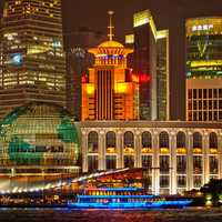 Bright Night Cityscape in Shanghai, China