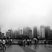 Shanghai Skyline on a foggy day in China