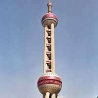 View of the Oriental Pearl Tower in Pudong, Shanghai, China