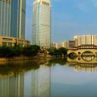 Anshunlang bridge and Jin river in Chengdu, China