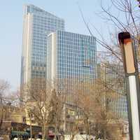 Buildings and tree in the cityscape in Tianjin, China