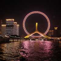 Night Cityscape lighted up in Tianjin, China