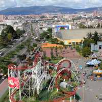 Fair, city, and streets and landscape in Bogota, Colombia