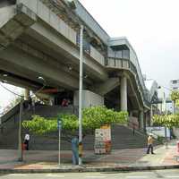 Estadio station and overhead bridge in Medellin, Colombia