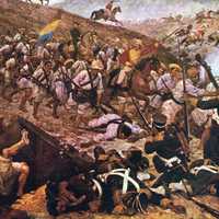 Battle of Boyacá with lots of soldiers in Colombia