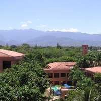 University Icesi and farallones of Cali with mountains behind in the landscape in Cali, Colombia