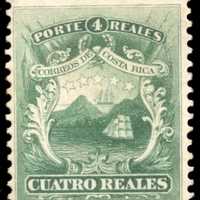 4 Reales Stamp part of the first series of 4 postal stamps issue