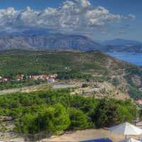 Croatia landscape with clouds and trees