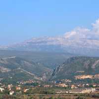  Dinara mountain Landscape and town in Knin, Croatia