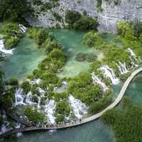 Walkway Between the Lakes at Plitvice Lakes National Park, Croatia