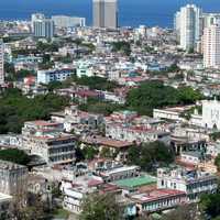 Cityscape with buildings and towers in Havana, Cuba