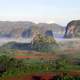 Hills and mist in the landscape in Cuba