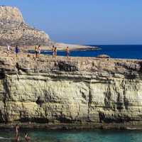 Landscape of rock cliff in Cavo Greko National Park, Cyprus