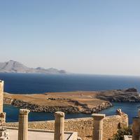 Landscape of the coast with ruins in Cyprus