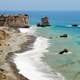 Rock of Aphrodite in the landscape on the coast in Cyprus