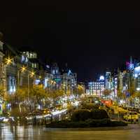 Prague Square lighted up at night in Czech Republic