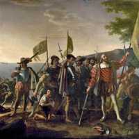 Christopher Columbus landing in Santo Domingo