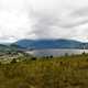 Heavy clouds over the lake scenic landscape in Otavalo