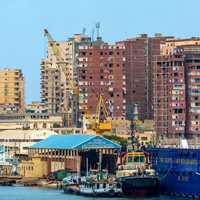 Cranes and Construction along the shore in Alexandria, Egypt