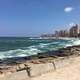 Seaside landscape with buildings in Alexandria, Egypt