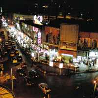 Streets of Alexandria at night with lights in Egypt