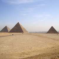 Desert landscape and Pyramids at Giza, Egypt