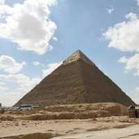 Great Pyramid in the landscape in Giza, Egypt